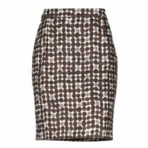 Weekend Max Mara Dresses & Skirts - Max Mara Weekend Pencil Skirt 14 Brown Stretch Short Cotton Dot  Zip Straight